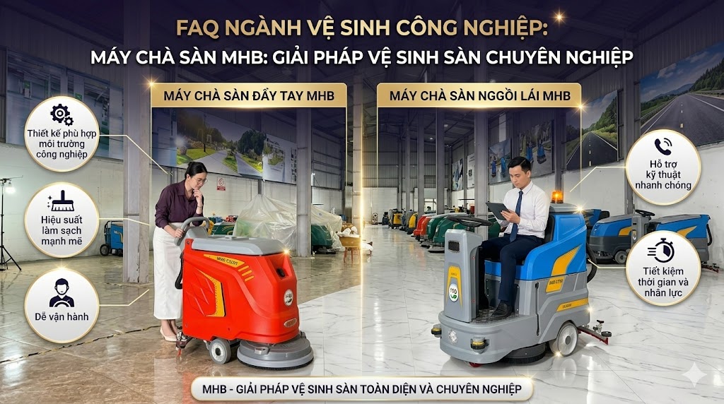 FAQ NGÀNH VỆ SINH CÔNG NGHIỆP: 20 CÂU HỎI DOANH NGHIỆP THƯỜNG GẶP TRƯỚC KHI MUA MÁY CHÀ SÀN MHB    